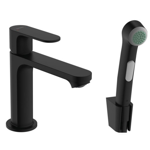 Смеситель для раковины HANSGROHE Rebris S 72215670 с гигиеническим душем черный матовый